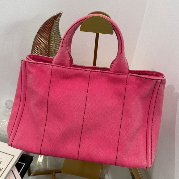 Prada Pink Canapa Medium Tote - Picture 5 of 16